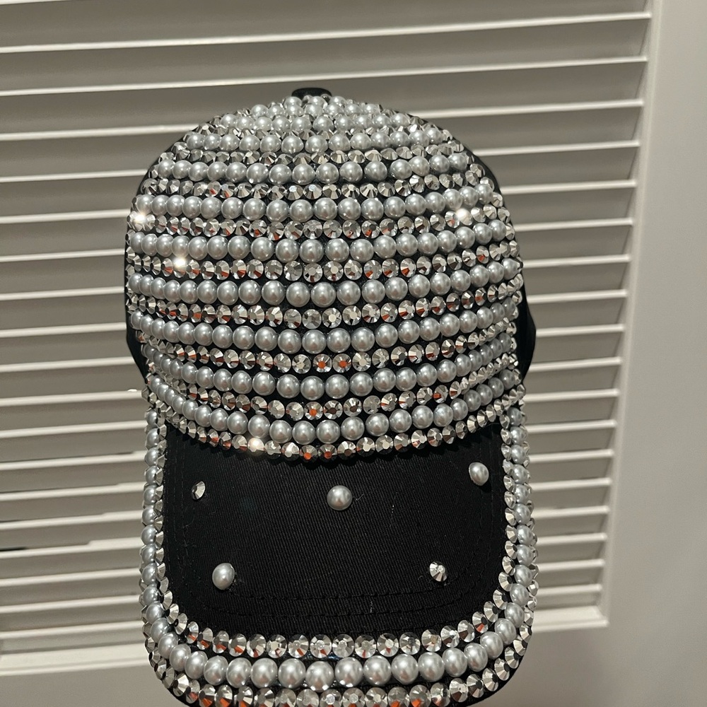 Elegant Silver and Black Beaded Cap